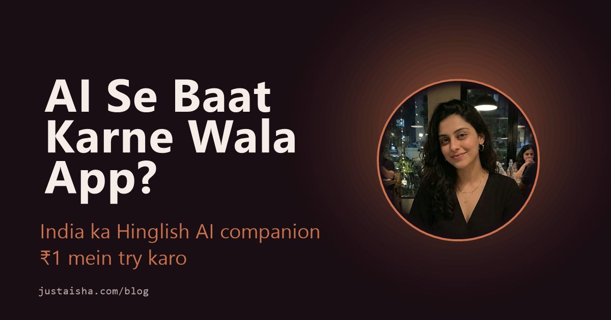 Aisha, India's Hinglish AI companion, next to the title AI Se Baat Karne Wala App